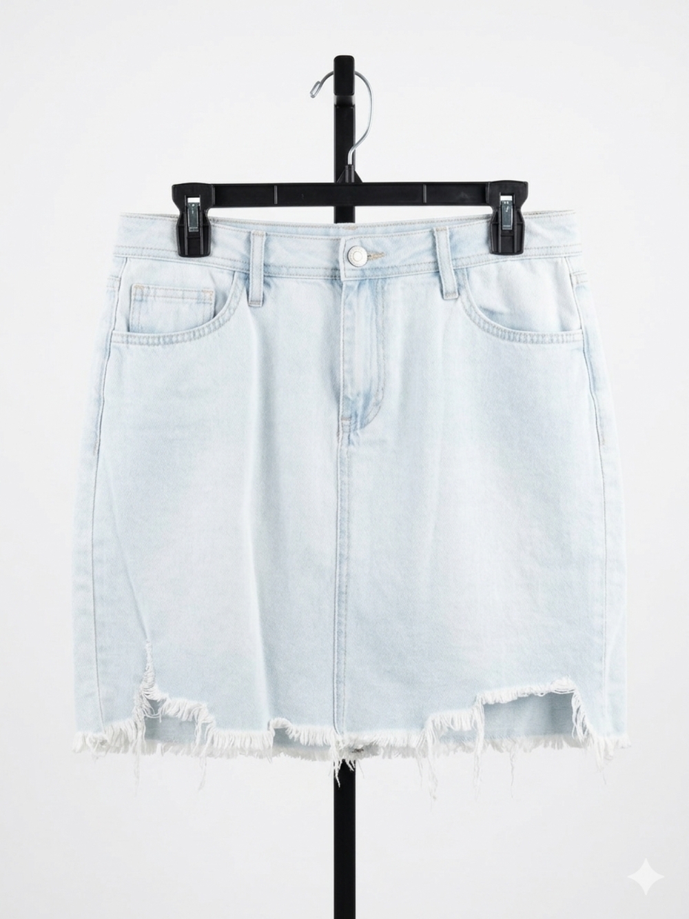 YMI Light Blue Distressed Denim Mini Skirt